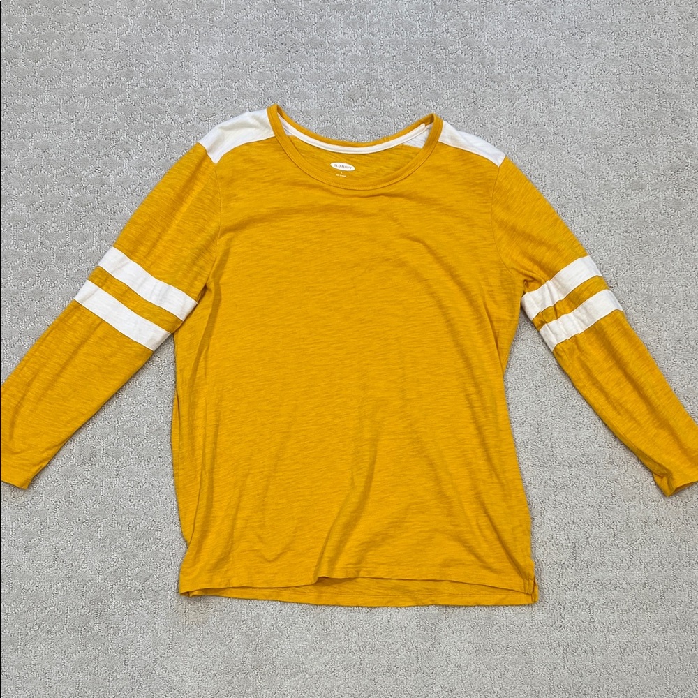 Mustard and White 3/4 Sleeve Women's Rugby tee